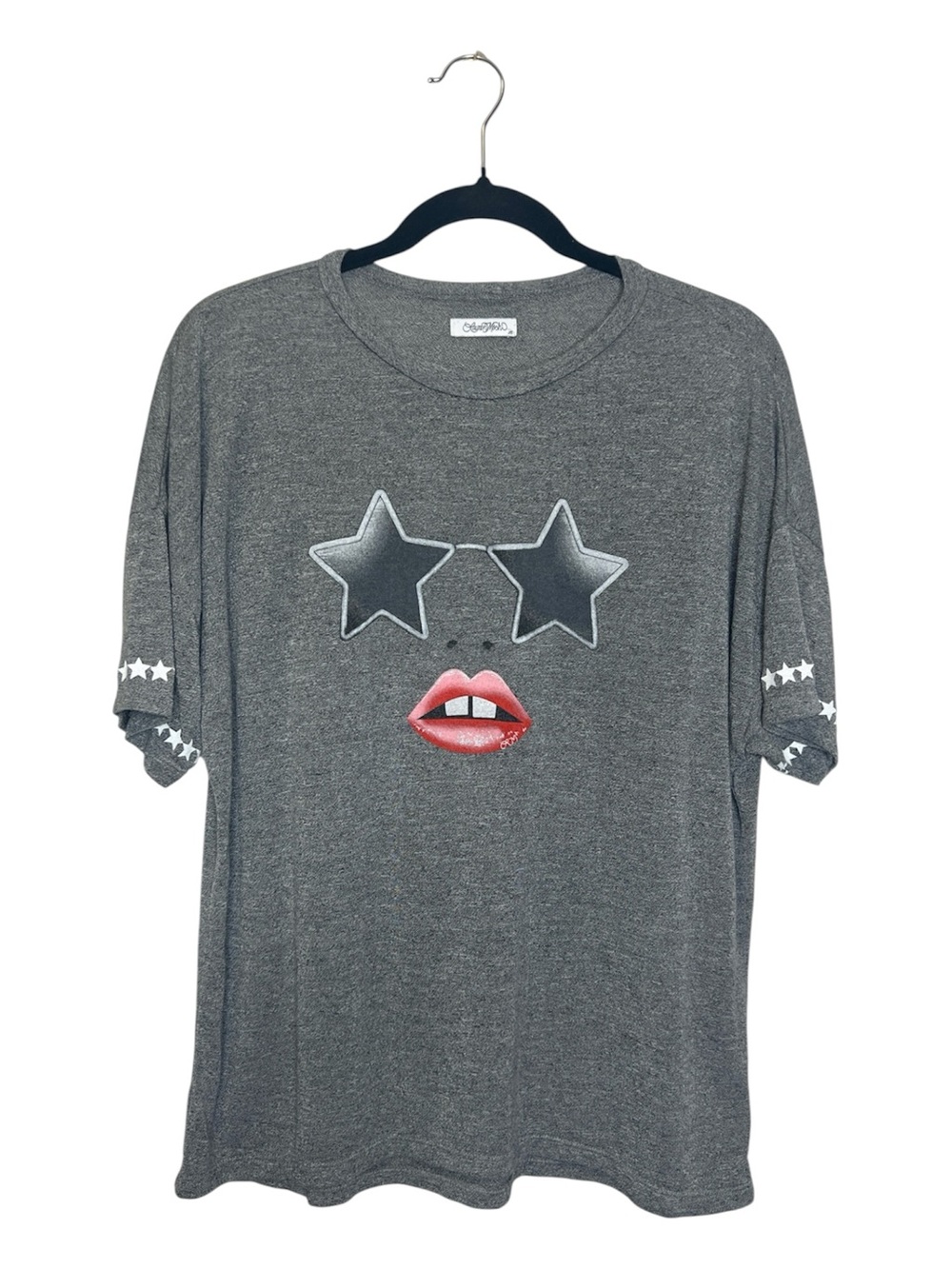 LAUREN MOSHI Star Face Gray Tee size Medium